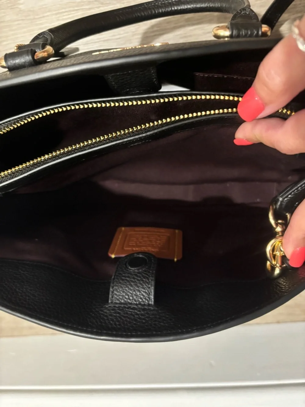 Coach Black Pebbled Leather Satchel with Gold Hardware - Picture 7 of 10